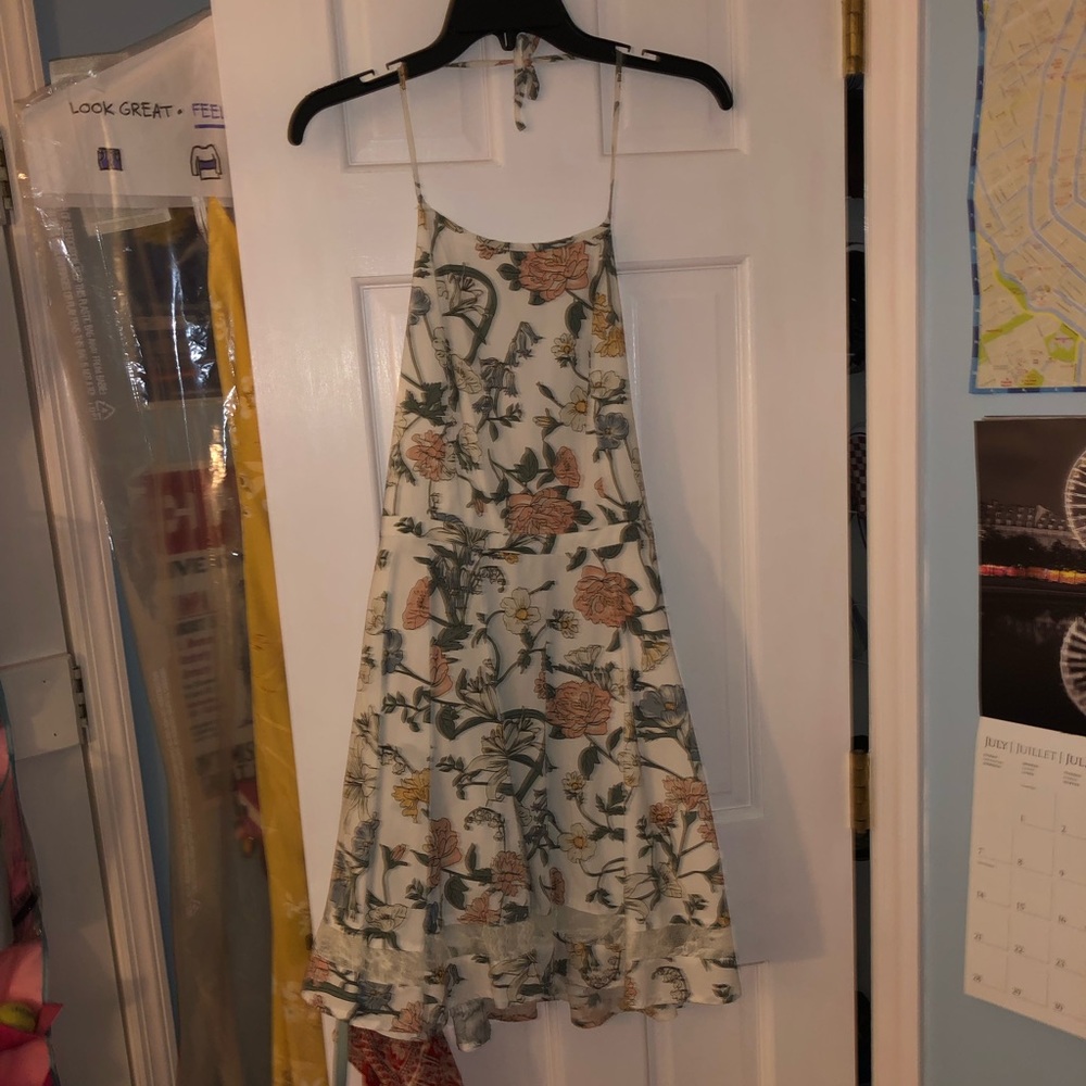 Rhythm. Floral High Neck, Low Back Dress